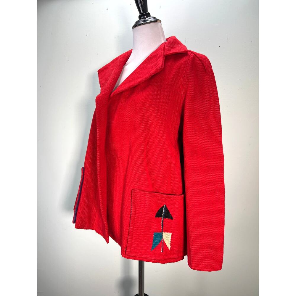 Vtg Chimayo Jacket Medium Red Multicolor Hand Wov… - image 2